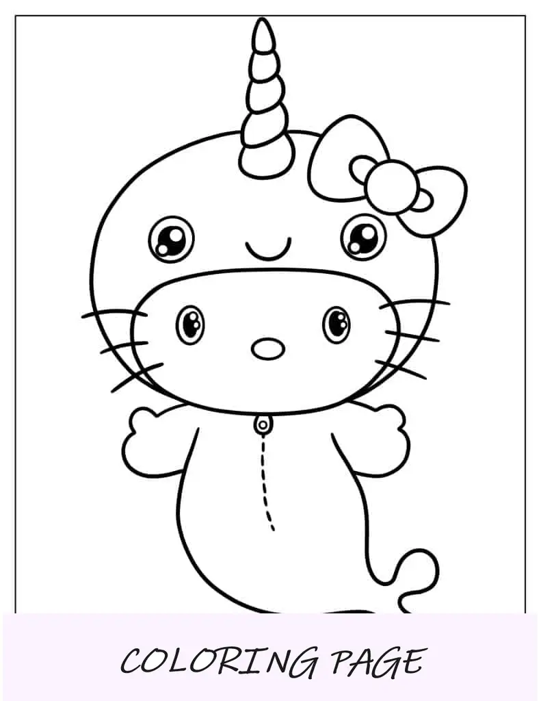 Hello Kitty Narval Página para colorear