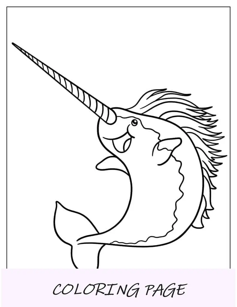 Hoja para colorear Unicornio Narval