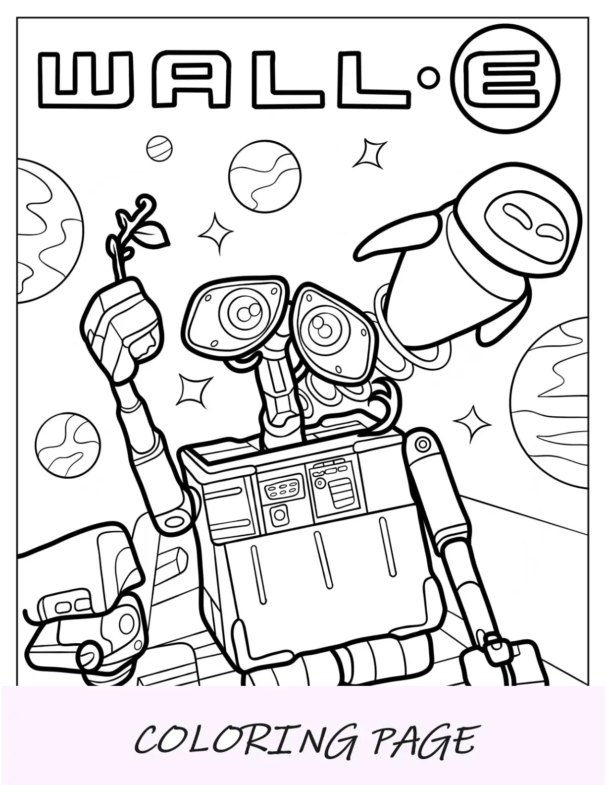 Página para colorear de Wall-E con Eve y M O
