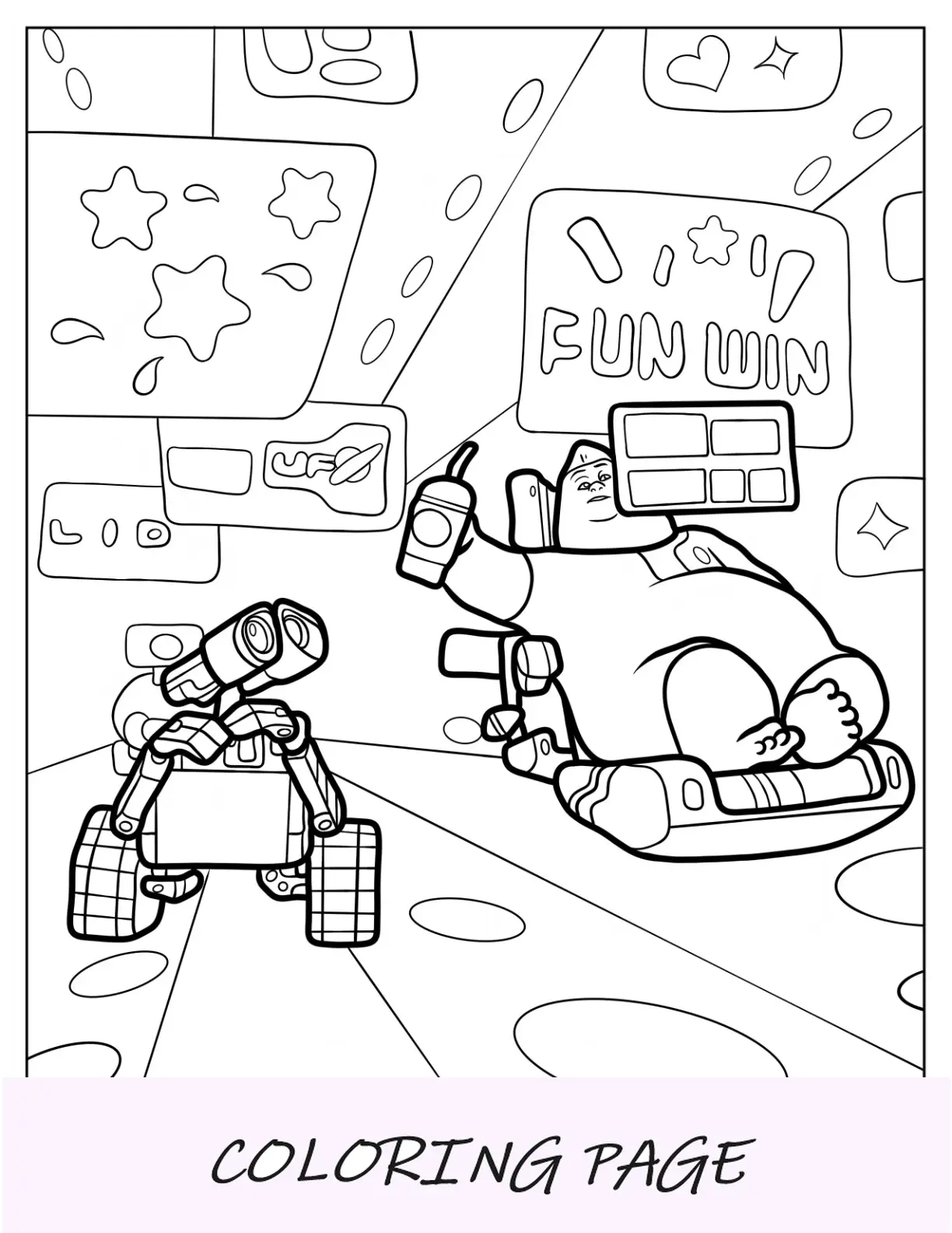 Página para colorear de Wall-E pasando por John