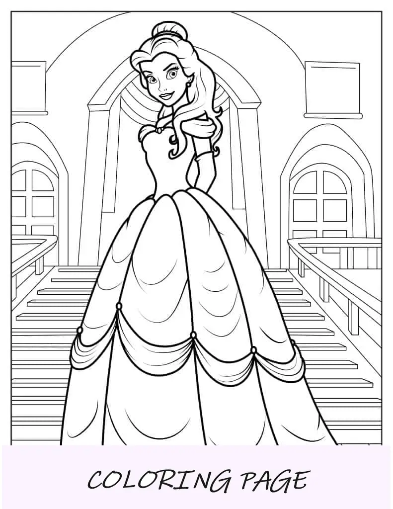 Foglio da colorare Principessa Belle