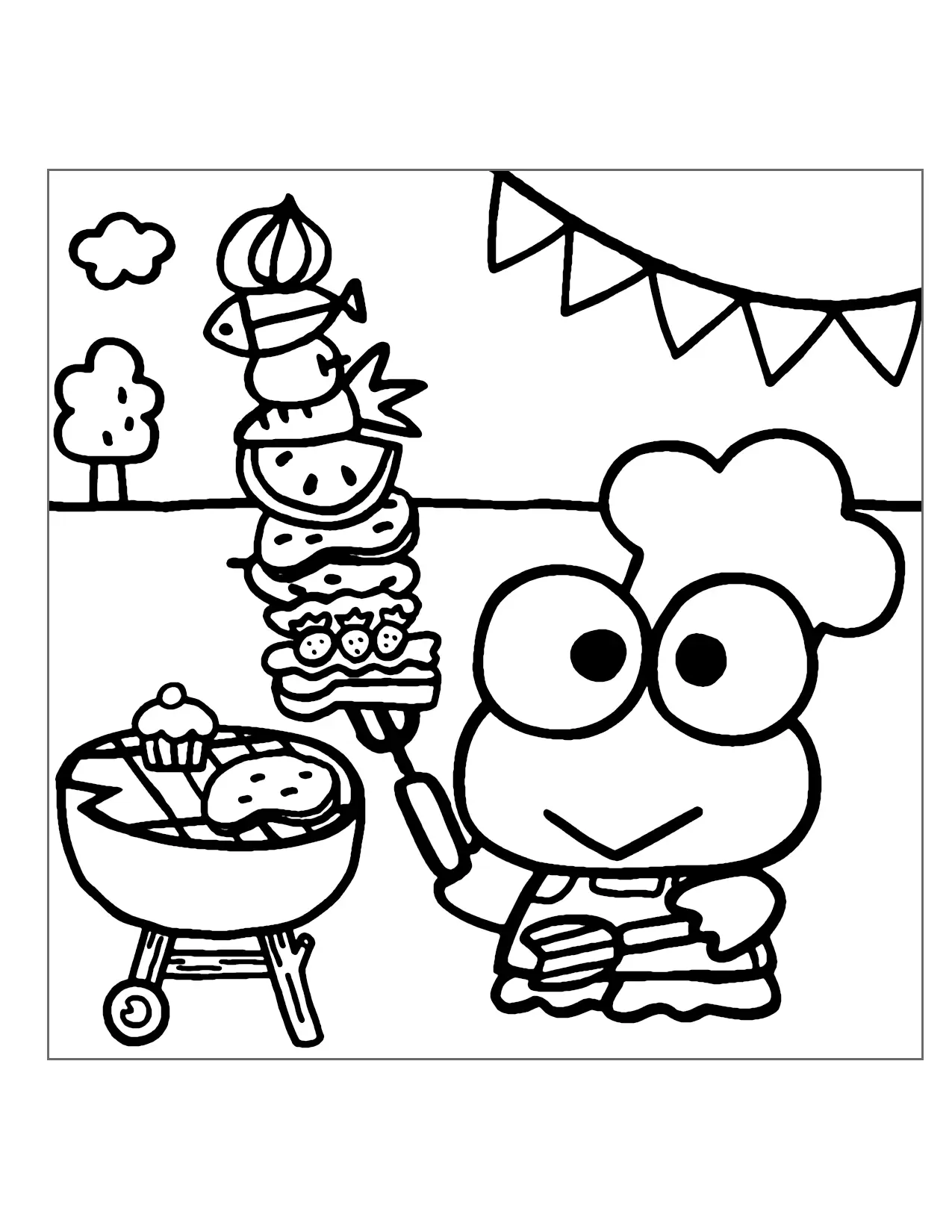 Keroppis Barbeque Coloring Page
