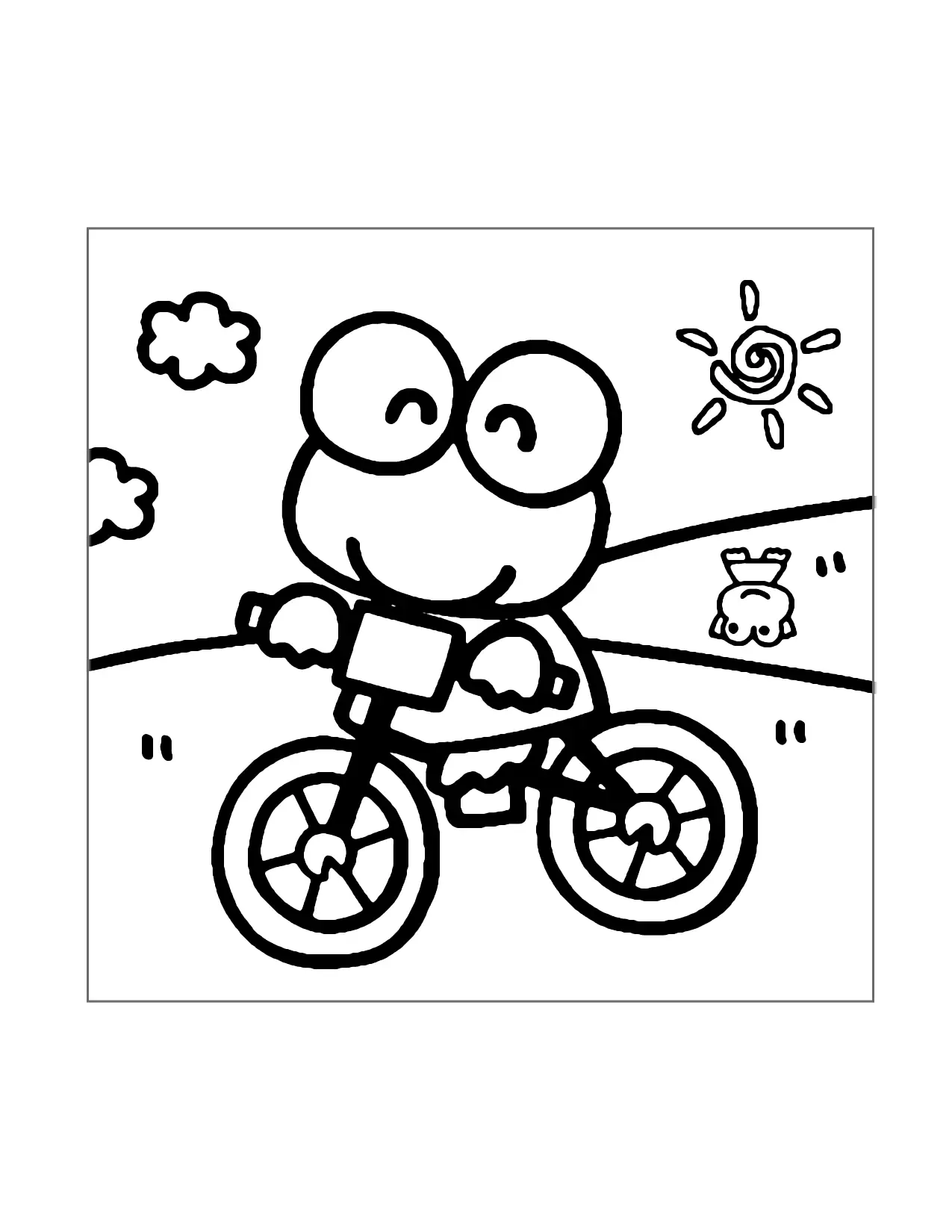 Keroppi Rides A Bike Coloring Page