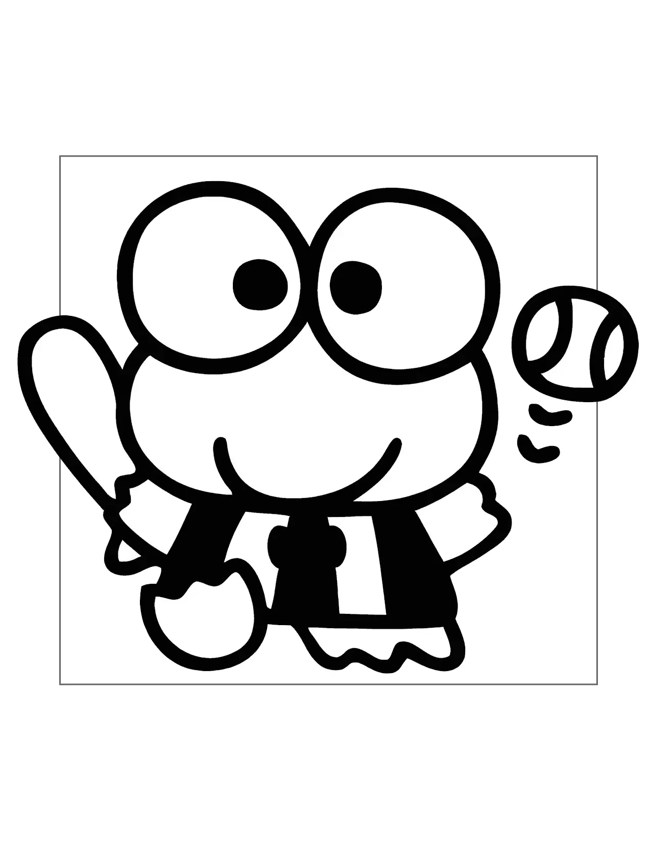 Keroppi Plays Baseball Coloring Page