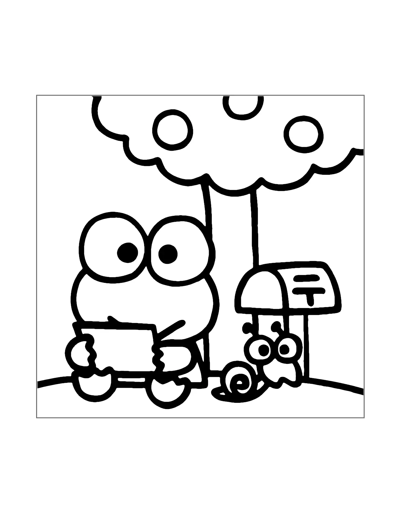 Keroppi Mails A Letter Coloring Page