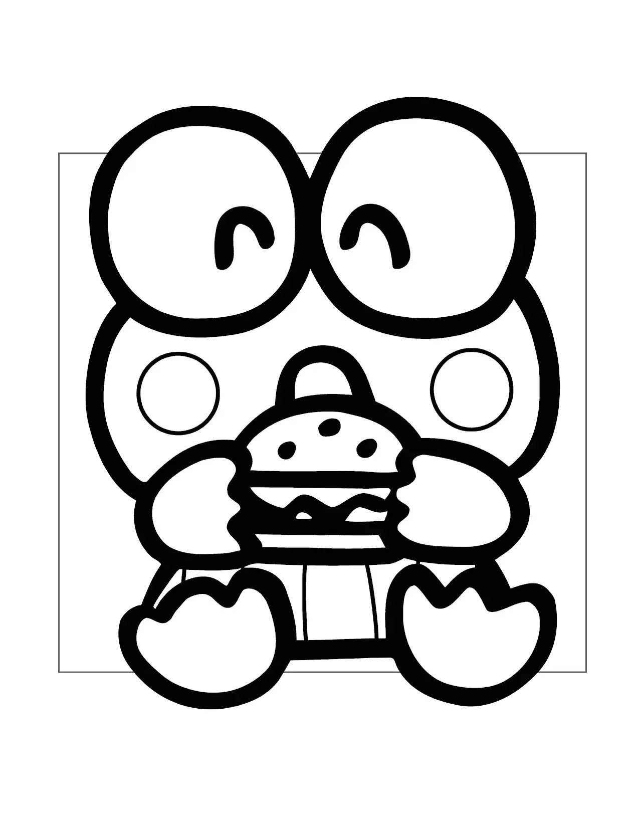 Keroppi Loves Hamburgers Coloring Page