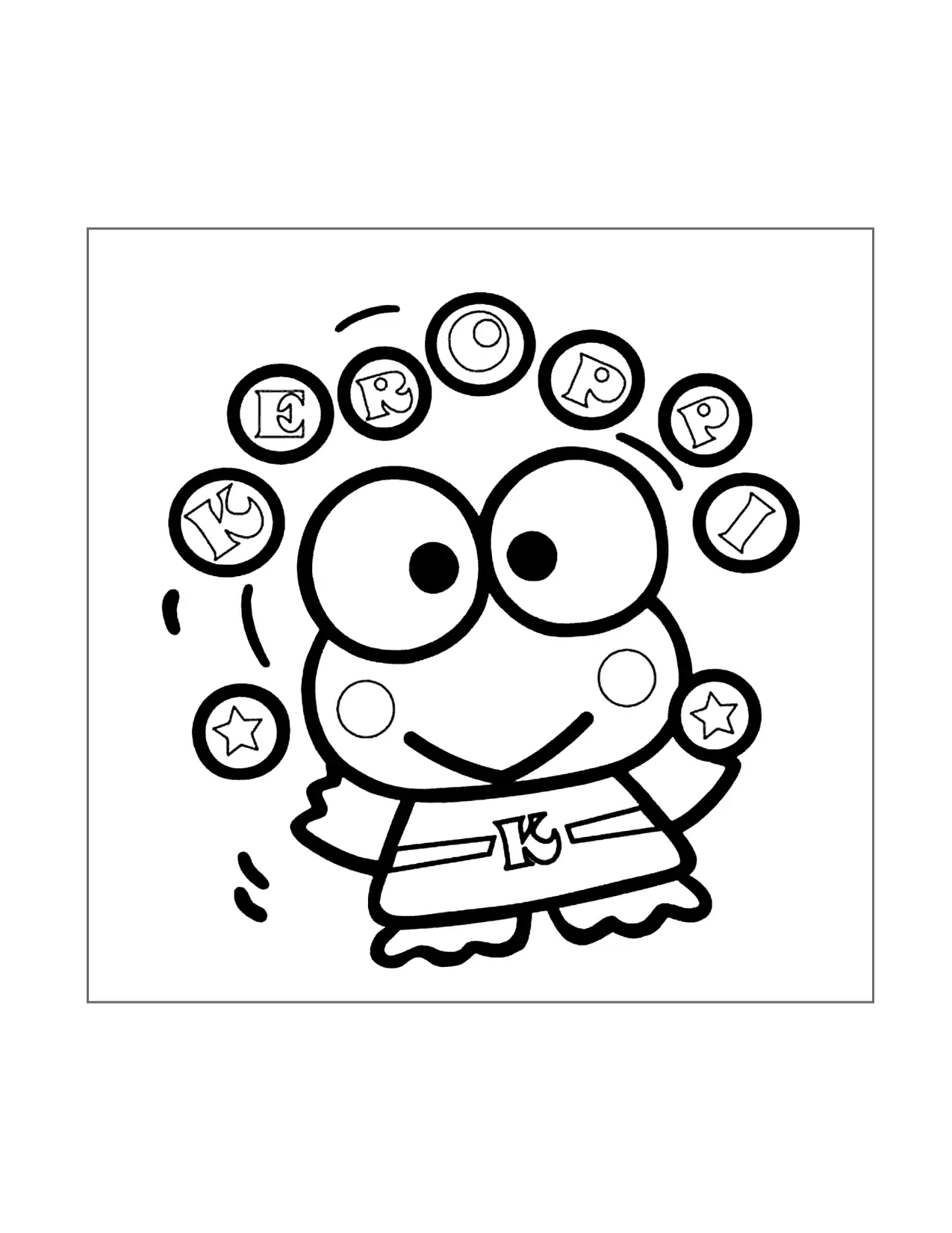Keroppi Juggling Coloring Page