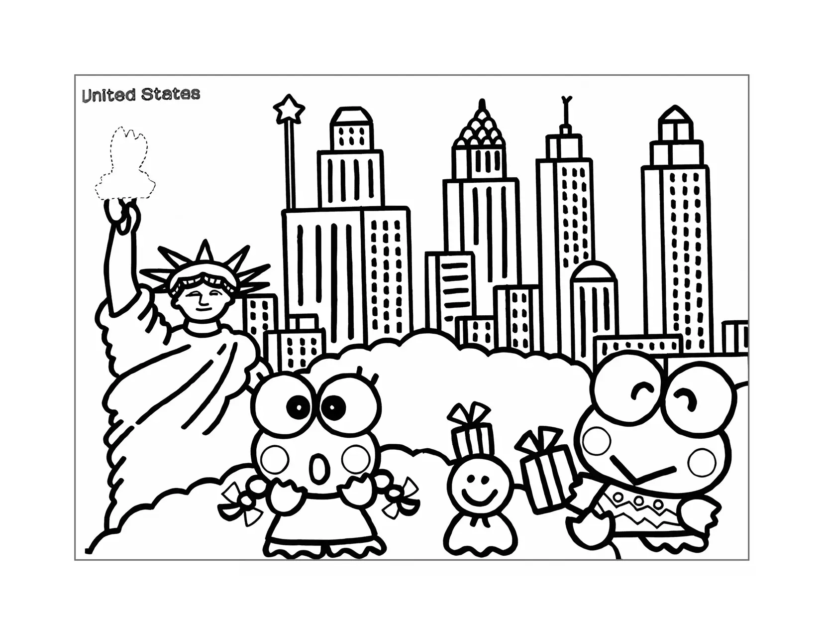Keroppi In The United States Coloring Page