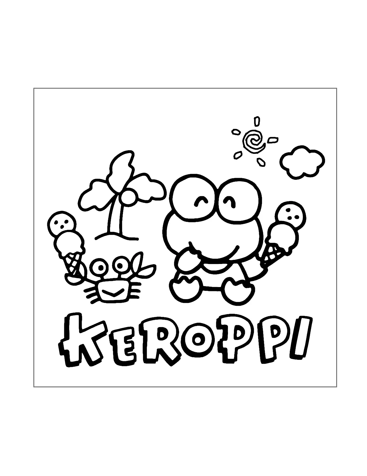 Keroppi In The Summer Coloring Page