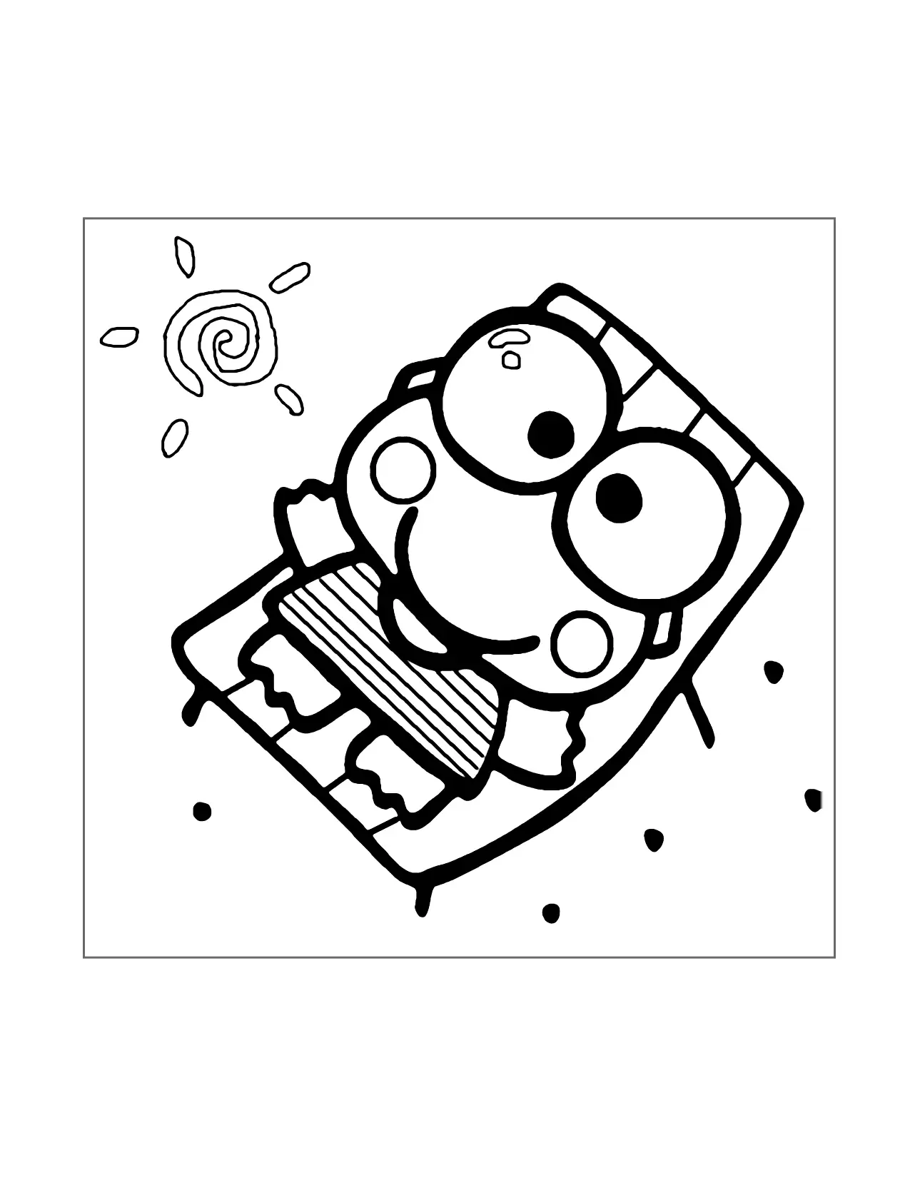 Keroppi In A Sunchair Coloring Page