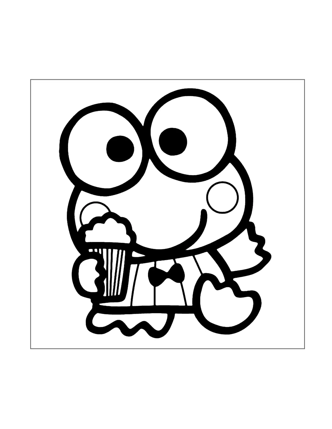 Keroppi Has Popcorn Coloring Page