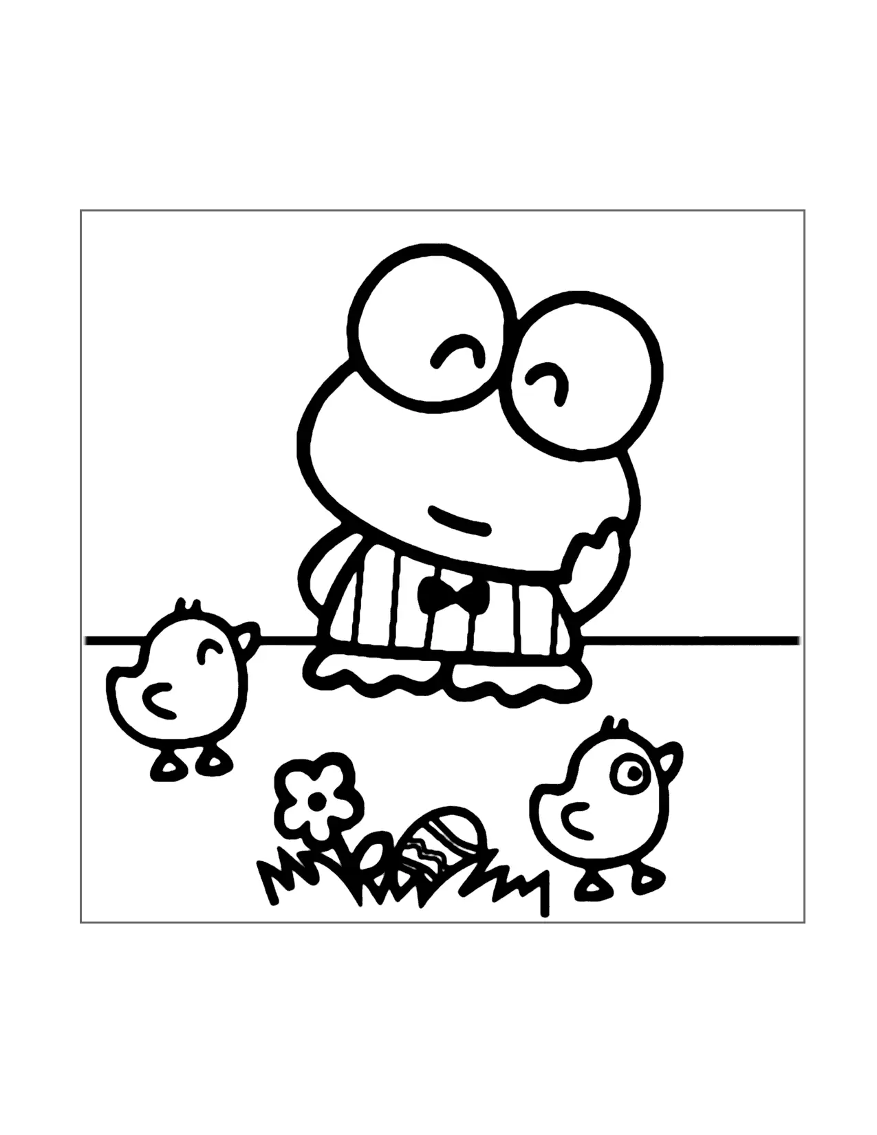 Keroppi Finds And Easter Egg Coloring Page