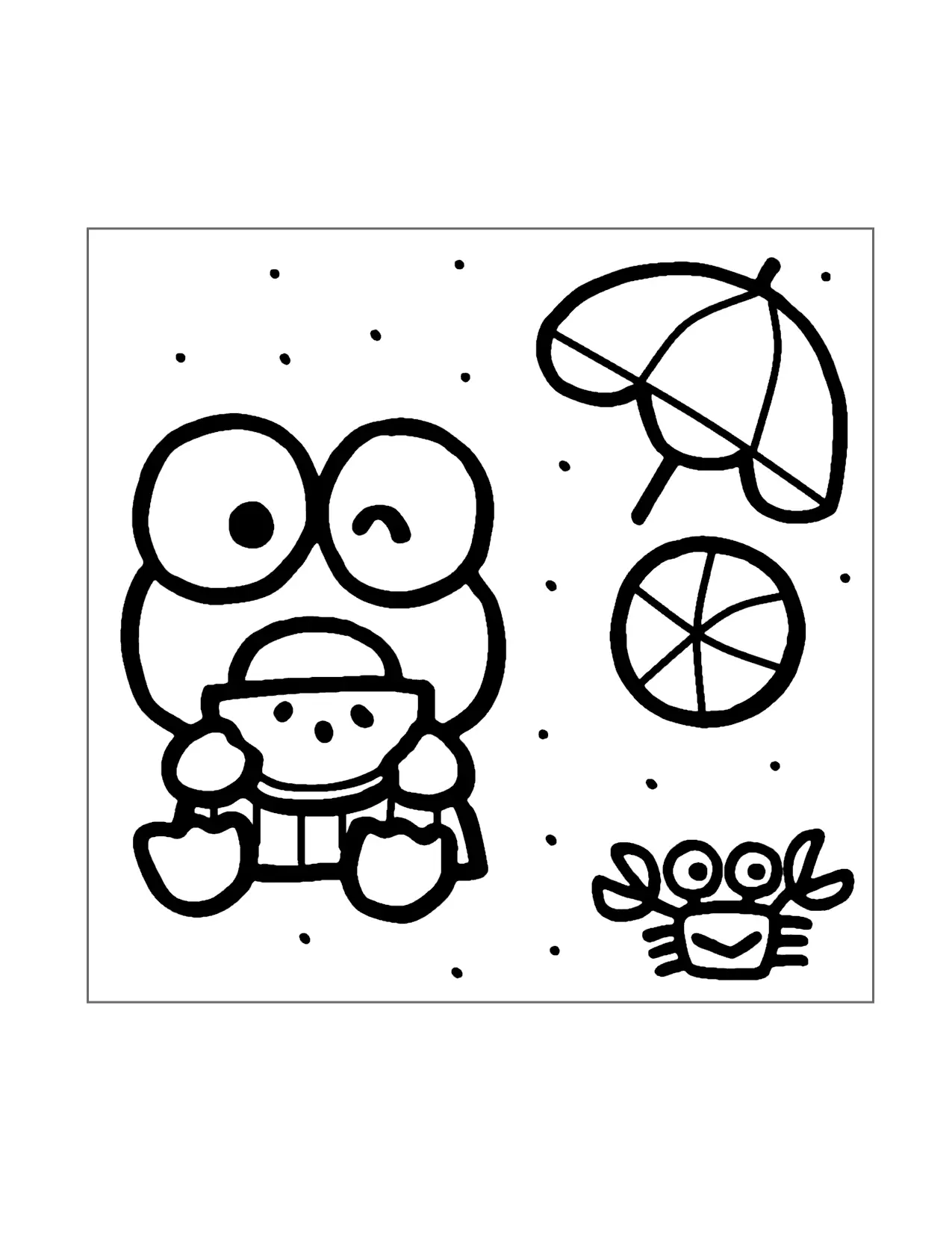 Keroppi Eating Watermelon Coloring Page