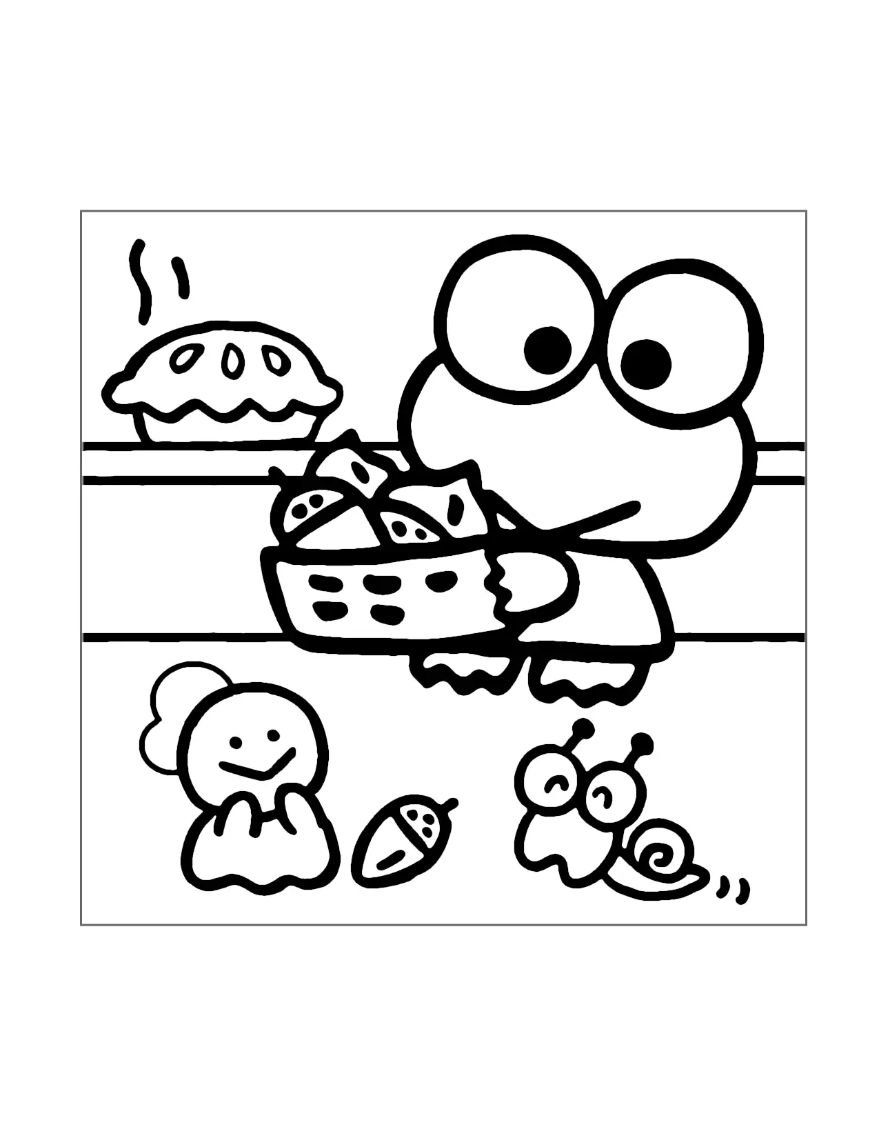 Keroppi Baking A Pie Coloring Page
