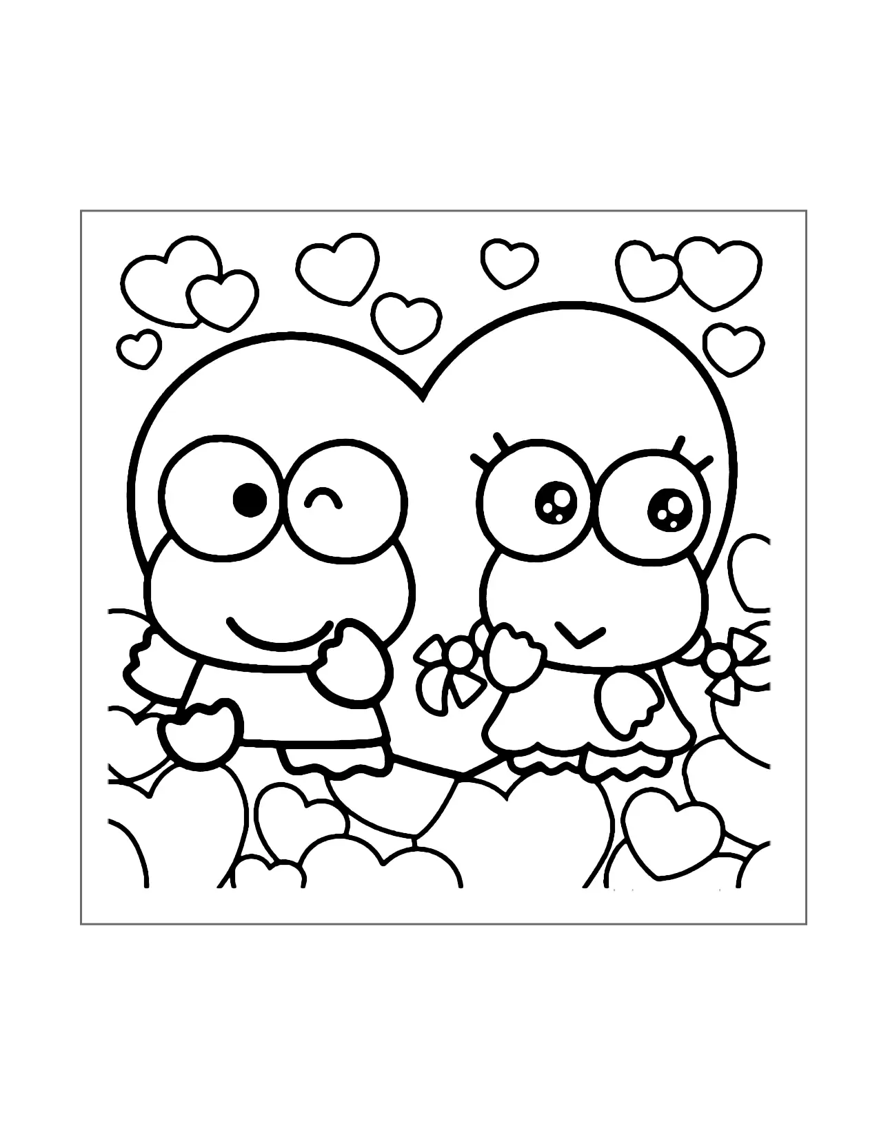 Keroppi And Keroleen Coloring Page
