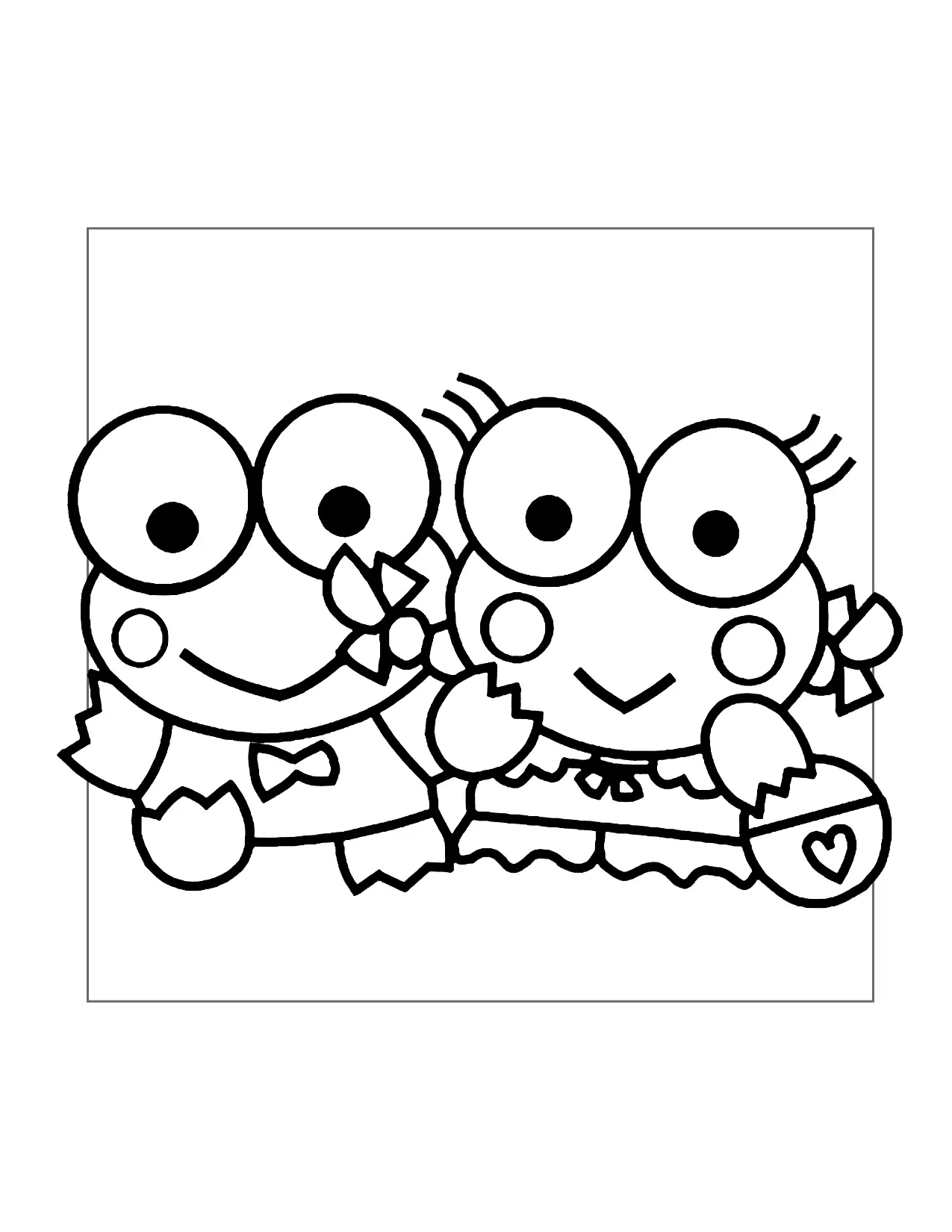 Cute Keroppi And Keroleen Coloring Page