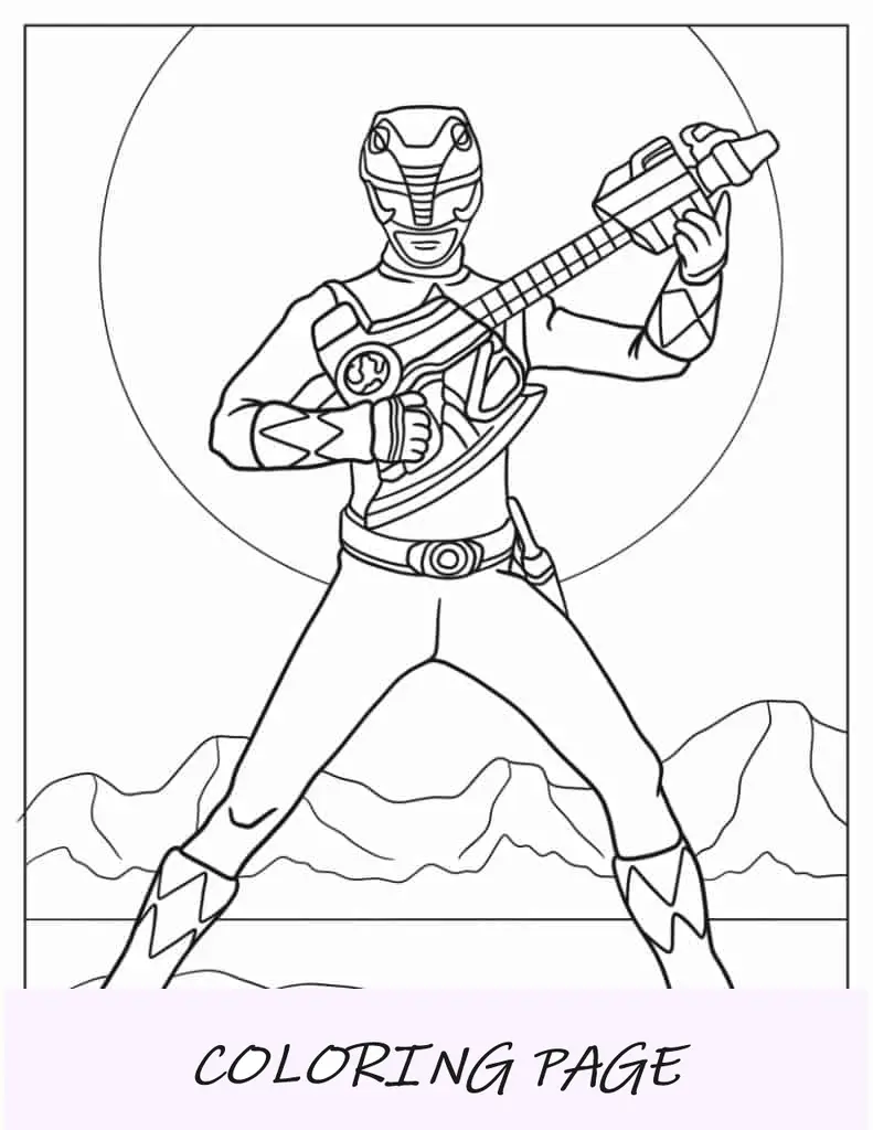 Power Ranger sosteniendo una pistola grande