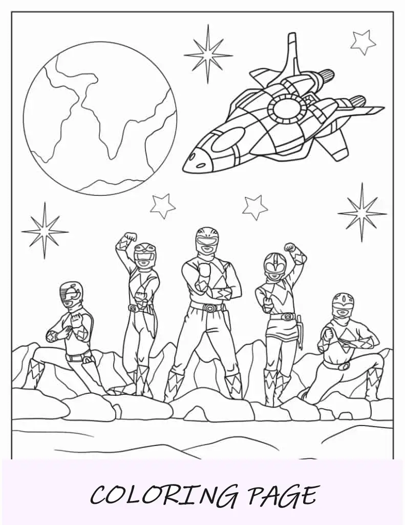 Esquema fácil de Power Rangers para colorear para niños