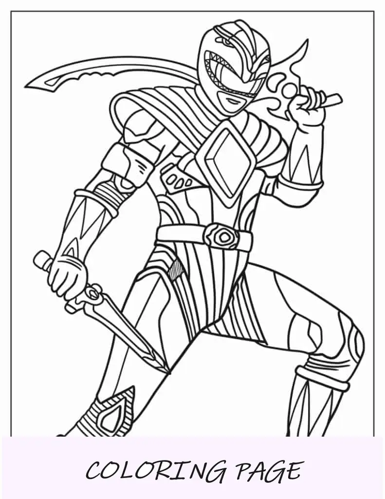 Página para colorear de Tommy Oliver Green Power Ranger
