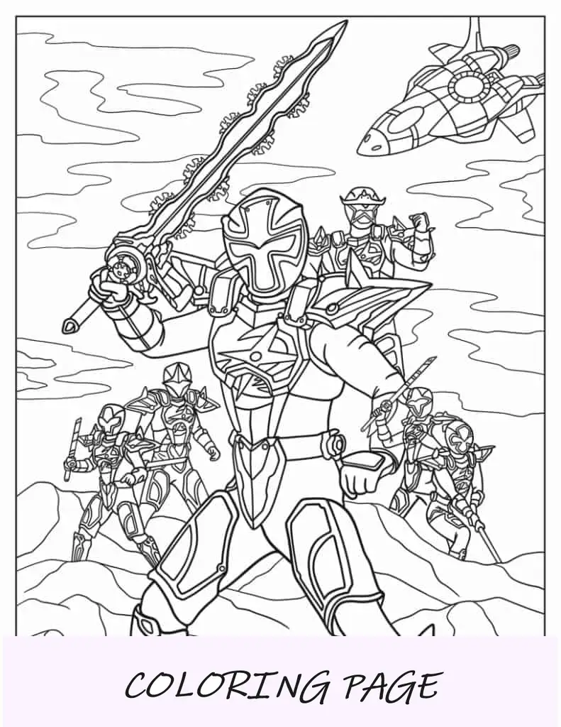 Power Rangers Super Ninja _ Póster de acero para colorear