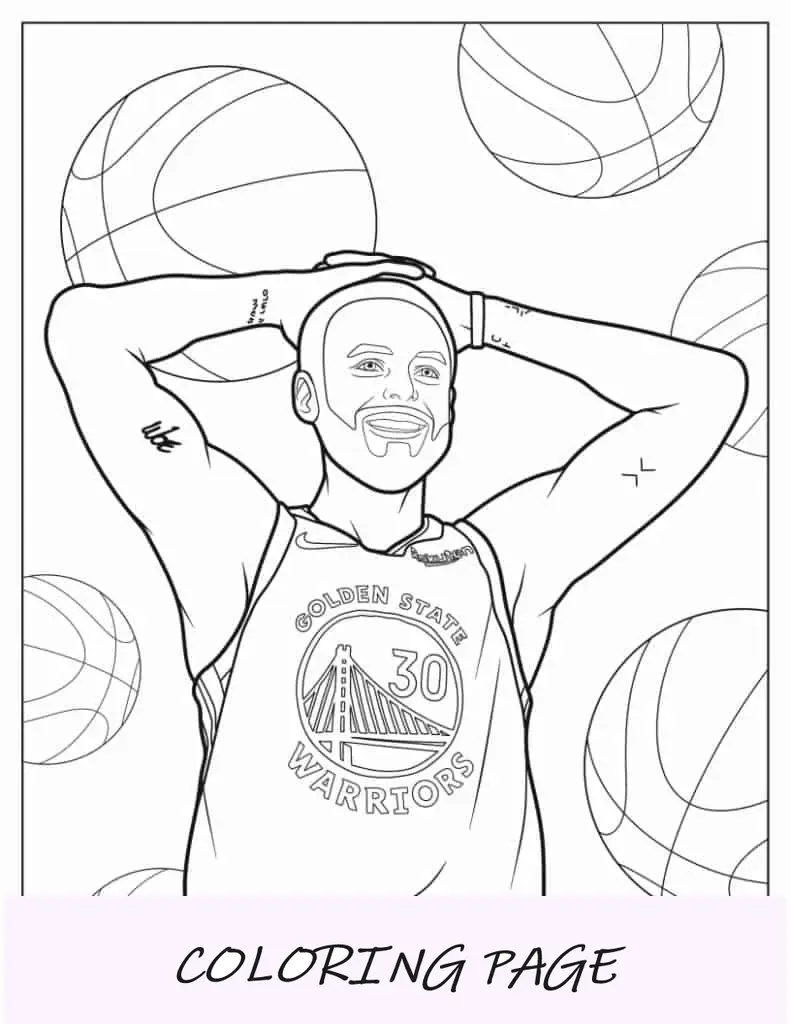Folha para colorir close up de Stephen Curry