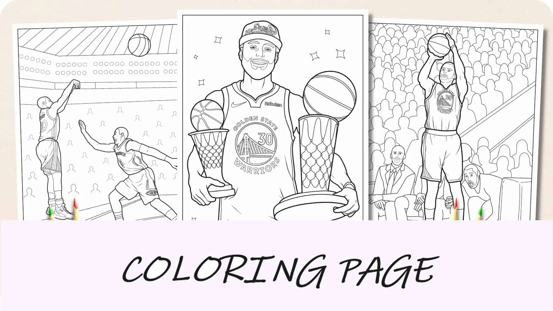 Imagem em destaque de páginas para colorir de Stephen Curry