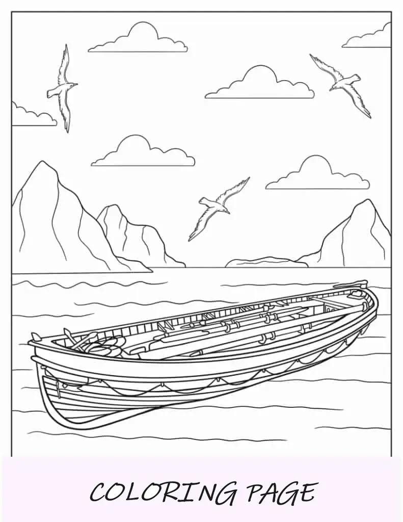 Balsa salvavidas Titanic para colorear