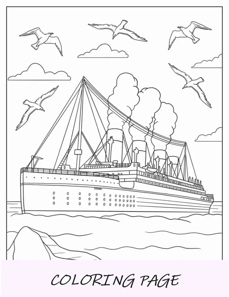 Dibujo para colorear del viaje del Titanic