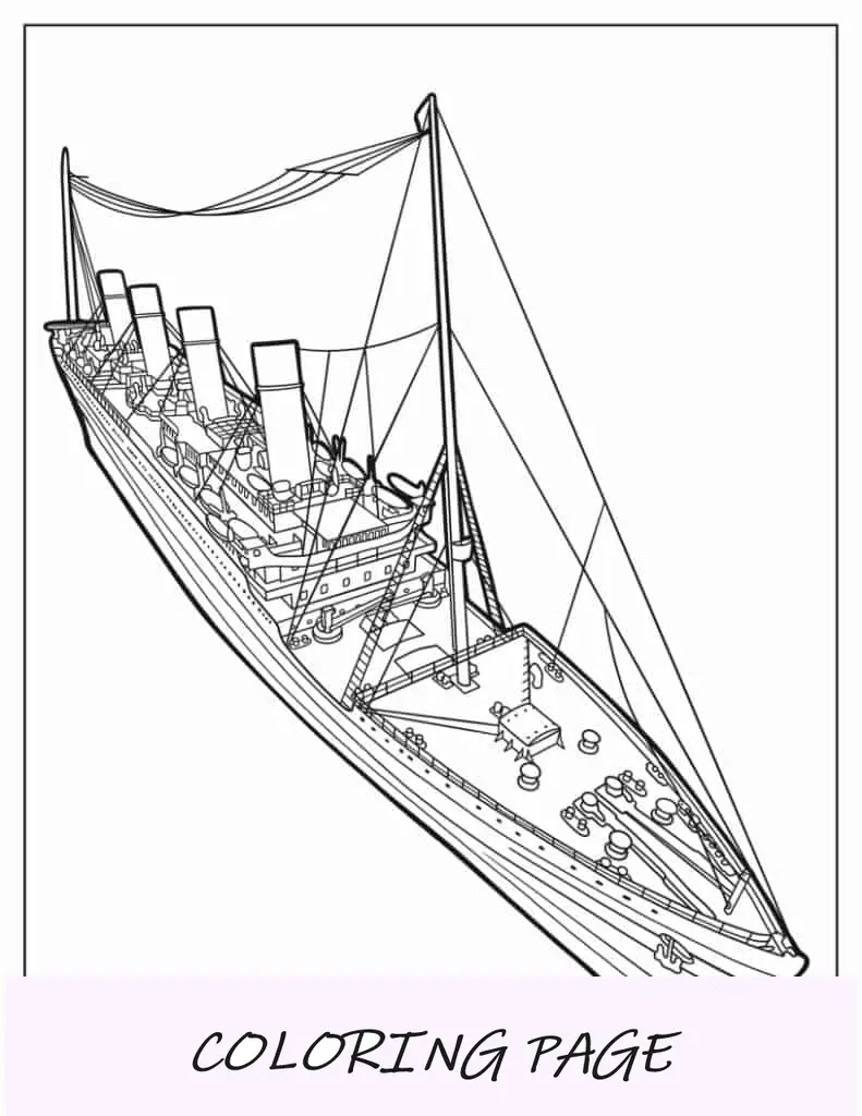 Hoja para colorear detallada del Titanic