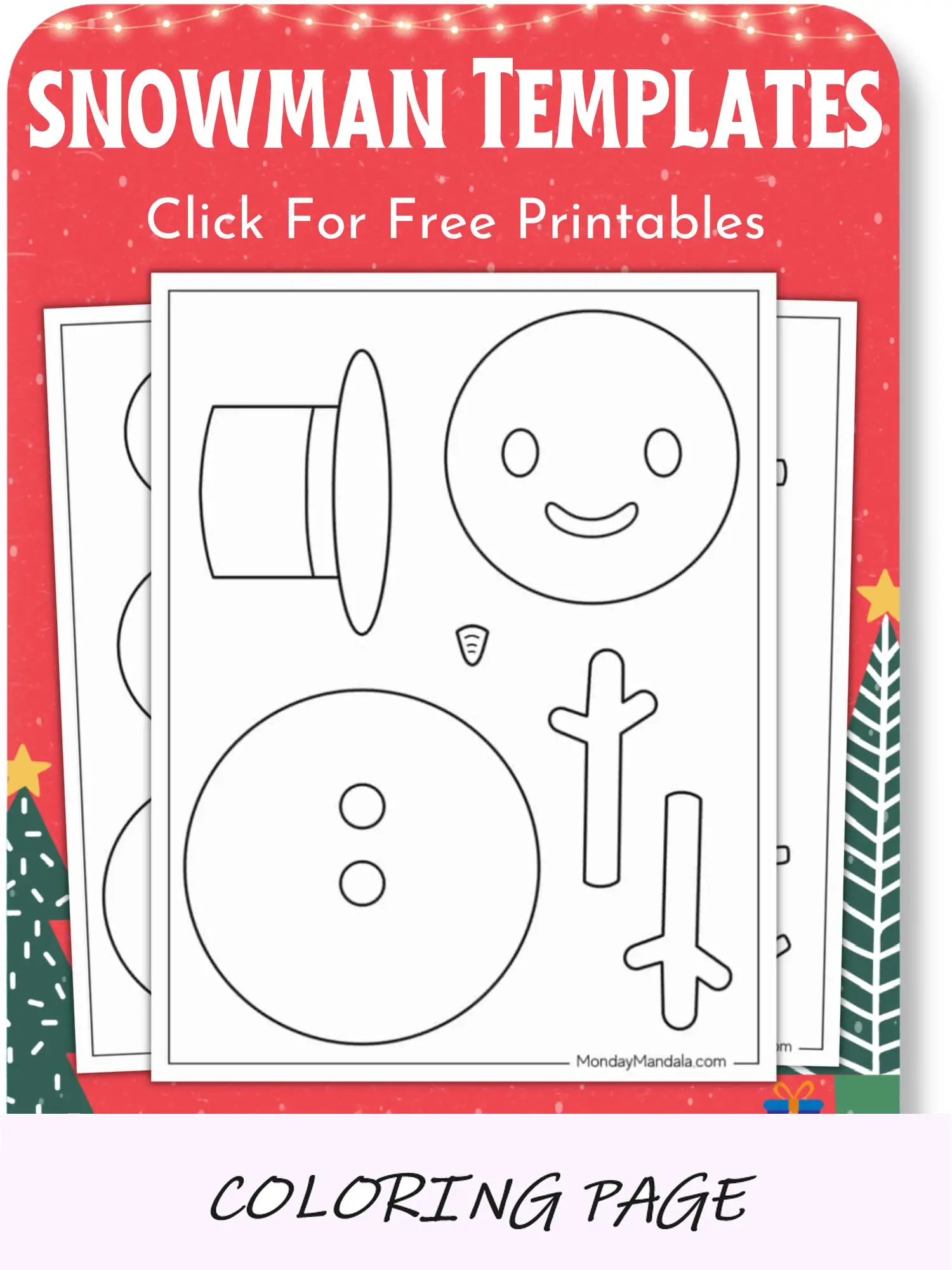 Modelos de boneco de neve para impressão de Natal v2