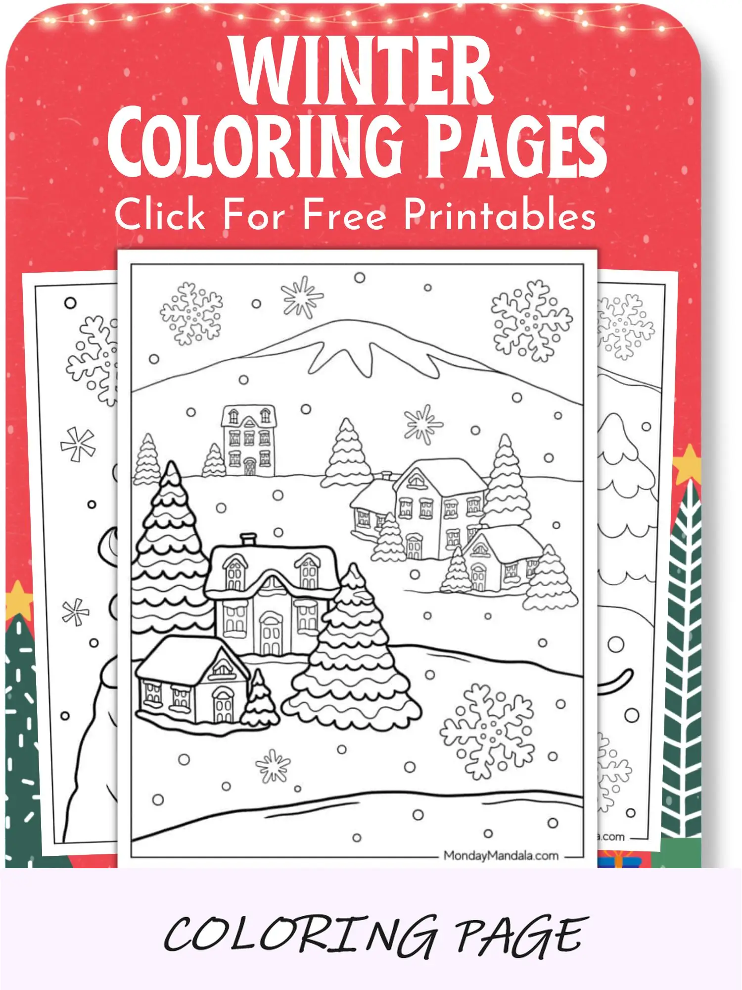 Páginas para colorir de inverno para impressão de Natalv2