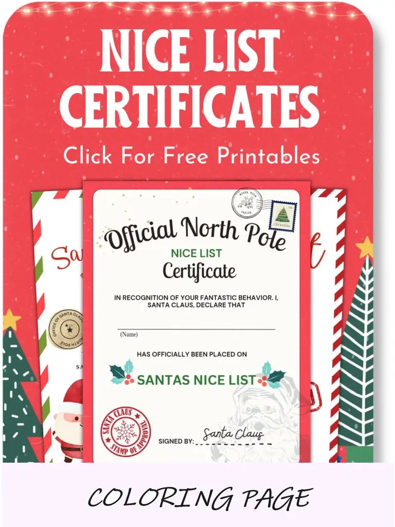 Bela lista de certificados para impressão de Natal