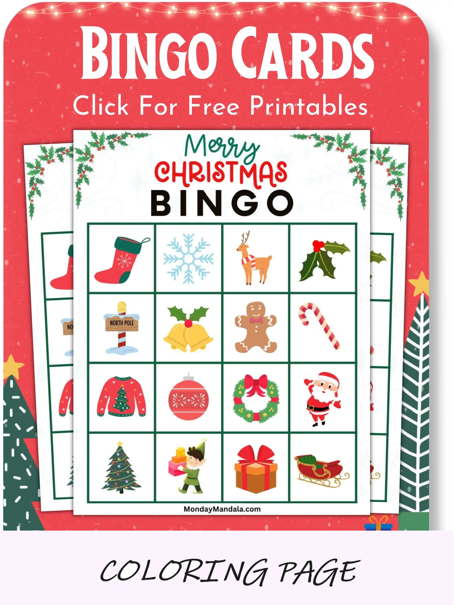 Cartões de bingo para impressão de Natalv2