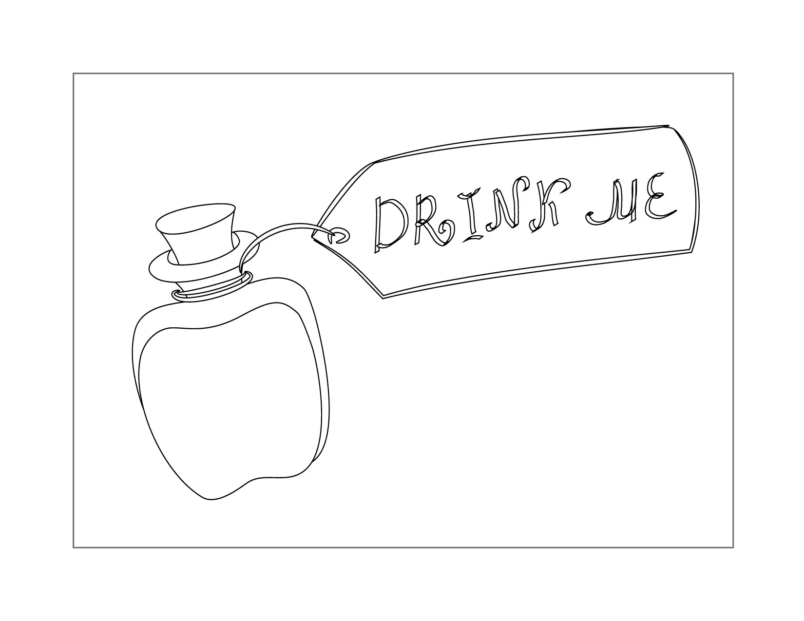 Alice In Wonderland Drink Me Bottle Coloring Page