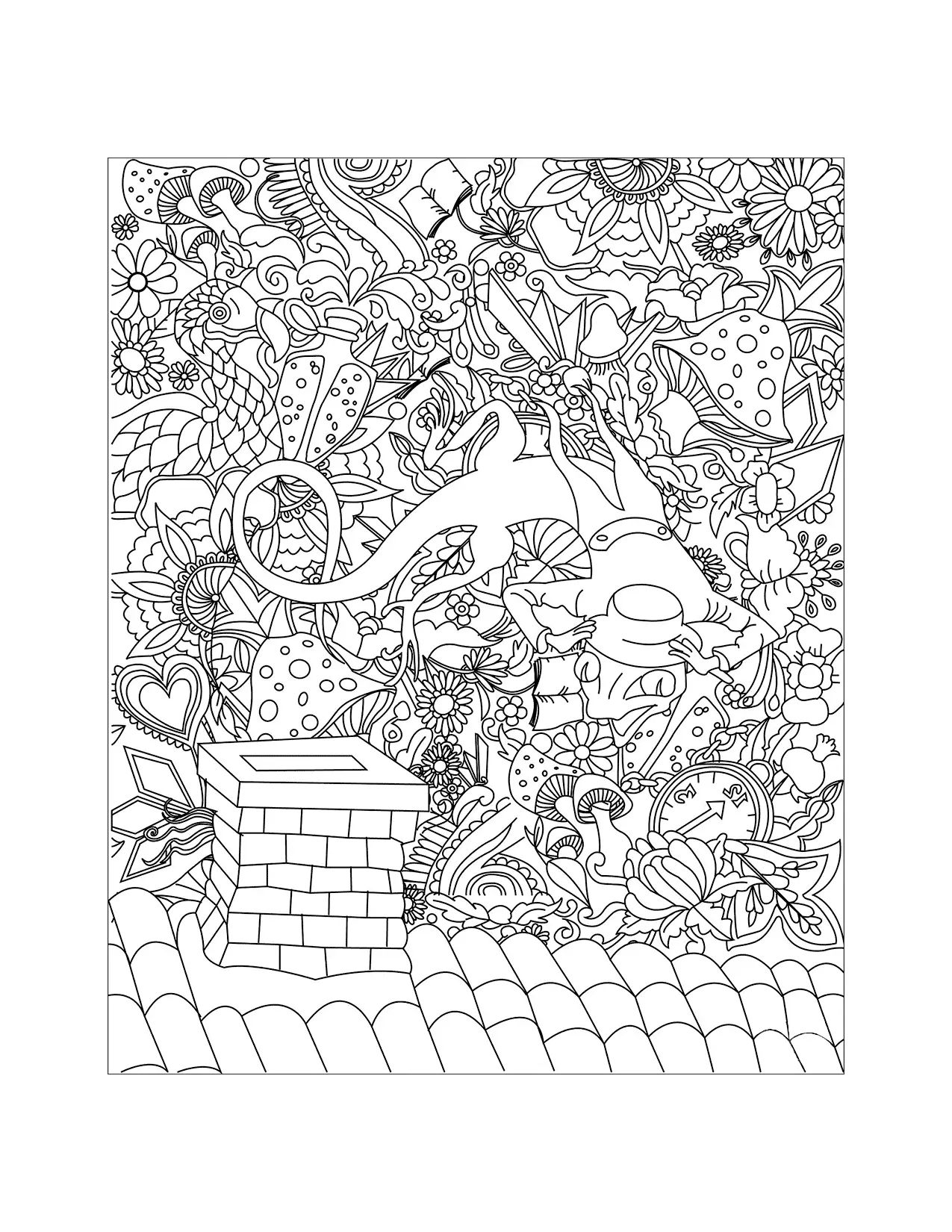 Lizard Lewis Carolls Alice In Wonderland Coloring Page