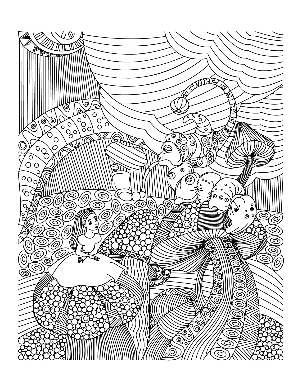 Beautiful Alice In Wonderland Art For Coloring