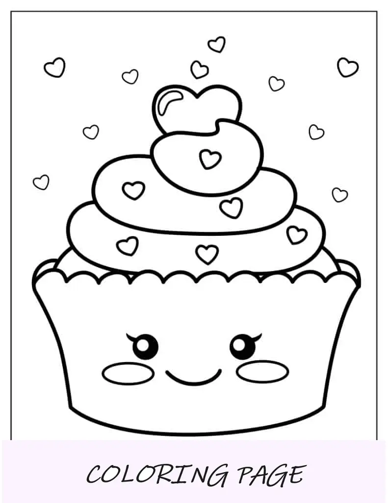 Folha para colorir de um cupcake para crianças em idade pré-escolar