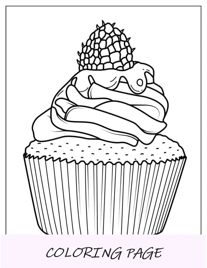 Cupcake fácil com framboesa para colorir