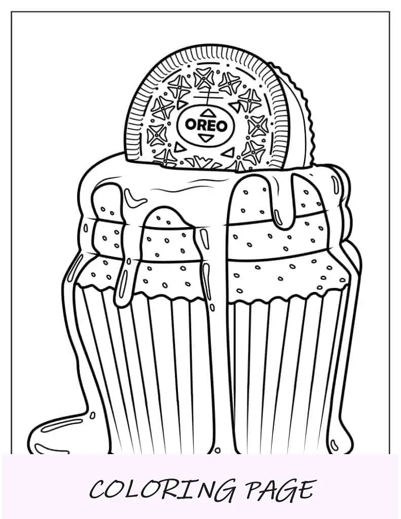 Cupcake Com Chocolate Derretido E Oreo Para Colorir
