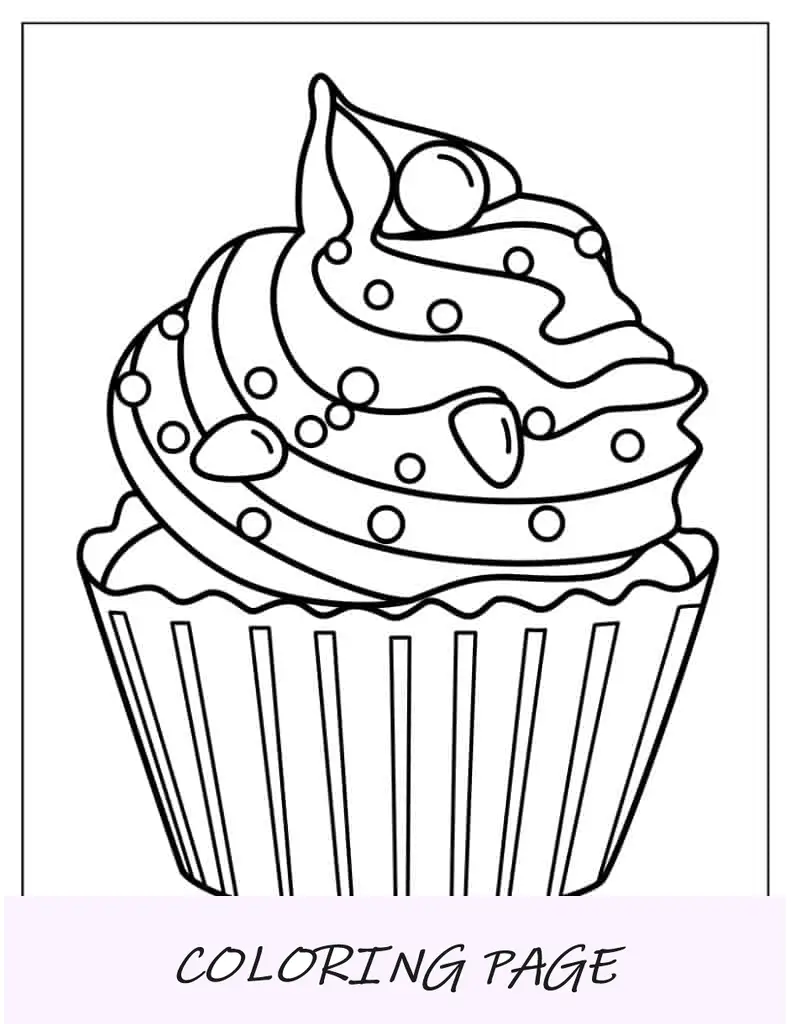 Folha para colorir de cupcake para crianças