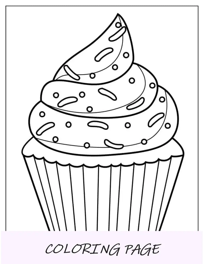 Cupcake com cobertura e granulado para colorir