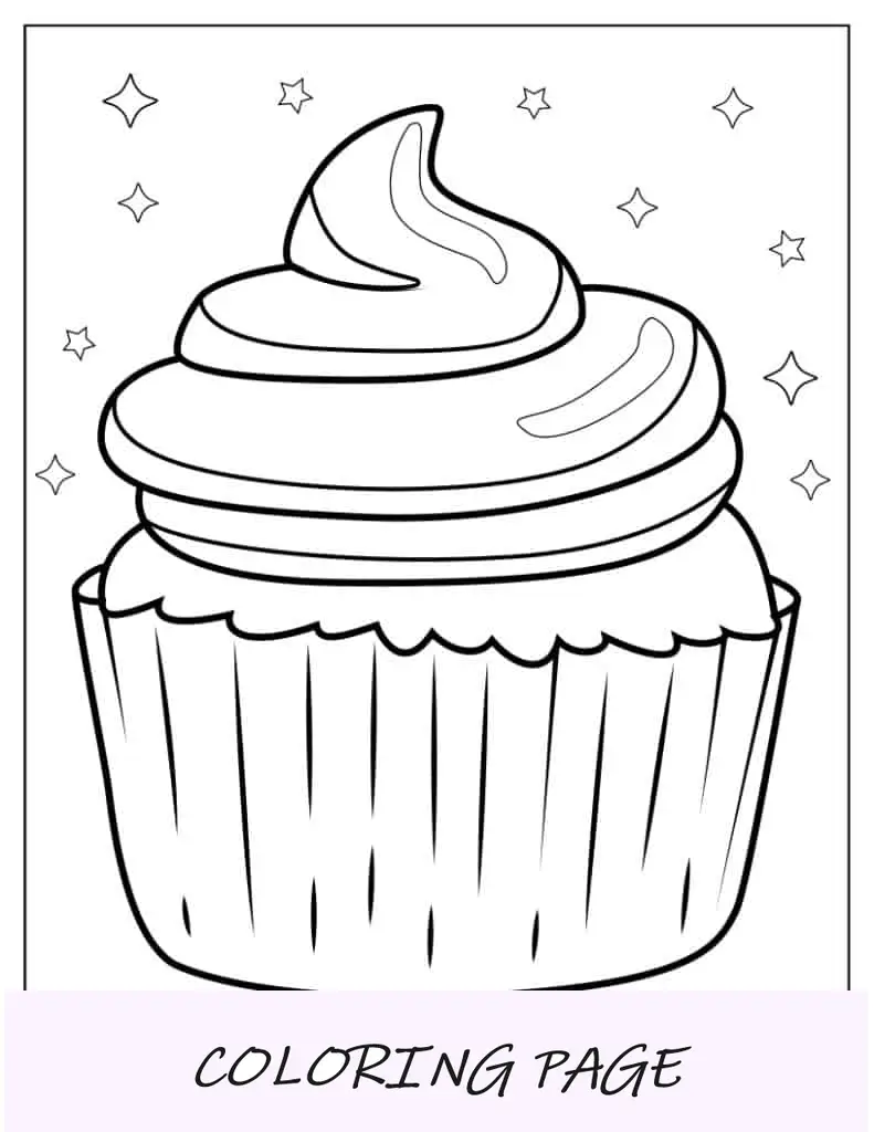 Folha para colorir cupcake de baunilha