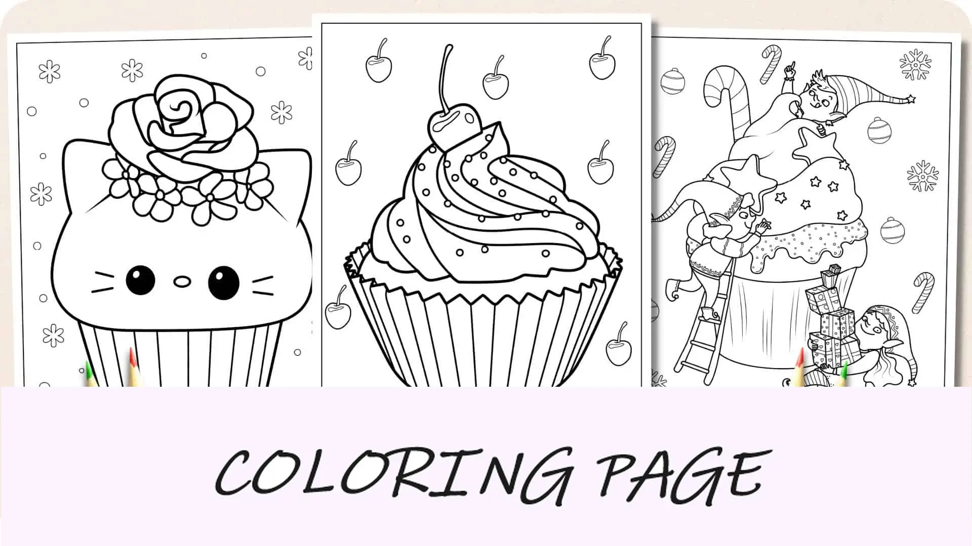 Imagem em destaque da página para colorir de cupcake