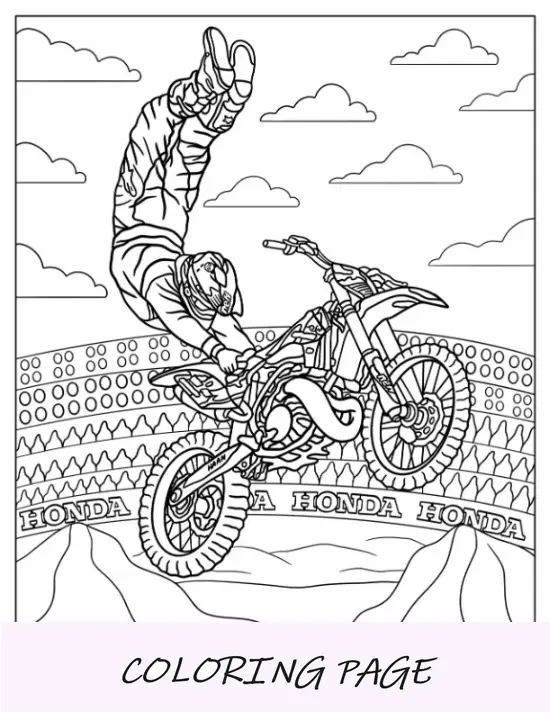 Dirt Bike Pagina da colorare del trucco del doppio attacco Hart