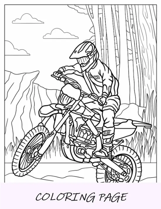 Pagina da colorare di Dirt Bike del ciclista