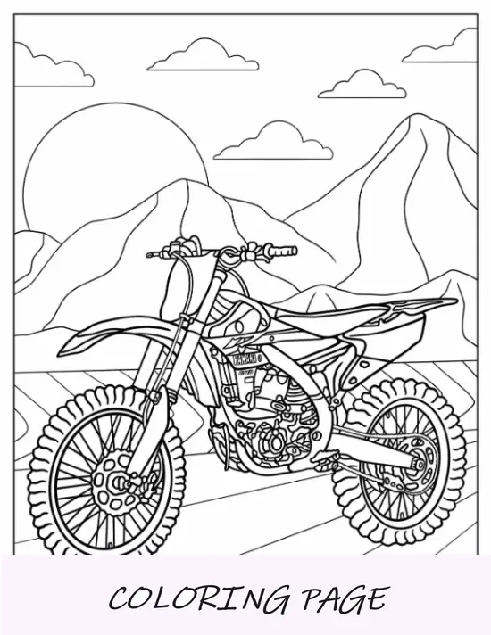 Pagina da colorare di Dirt Bike di una Yamaha YZ450F dettagliata