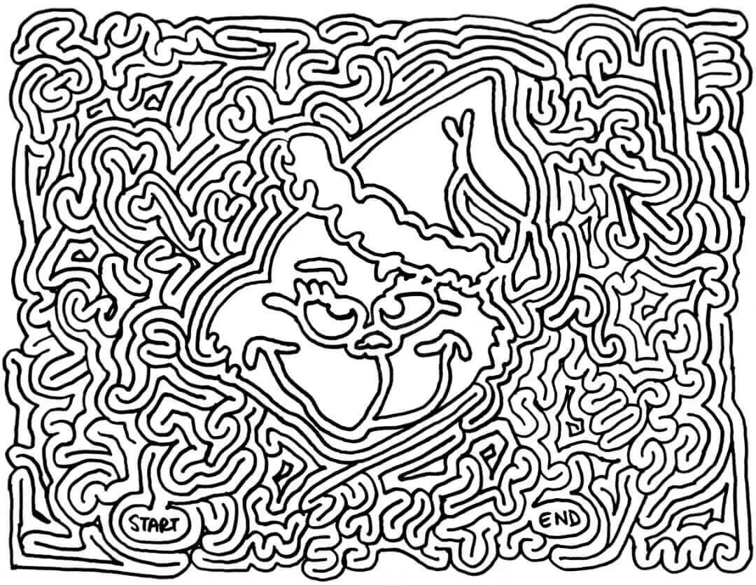 Happy Smiling Grinch Face Coloring Page