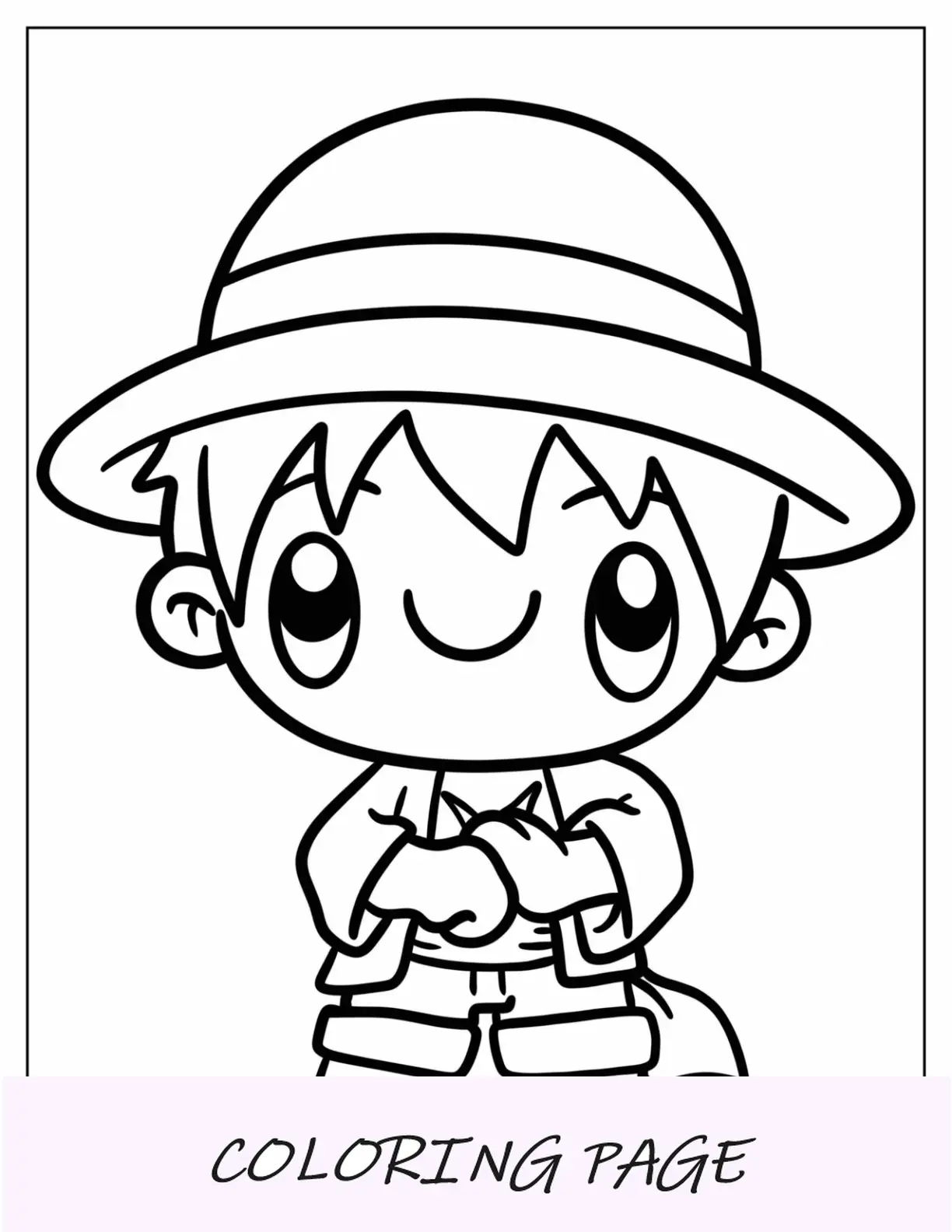 Página para colorear de Chibi Luffy para niños en edad preescolar