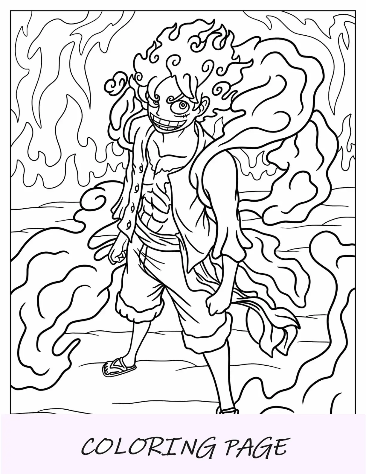 Potente página para colorear de Luffy en estilo 5th Gear