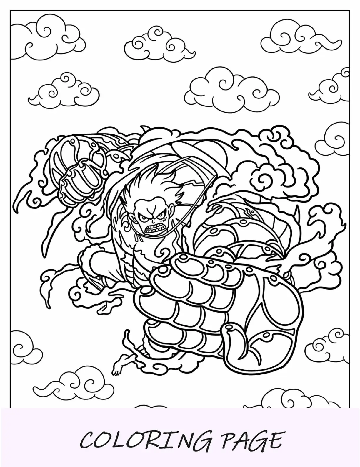 Dibujos para colorear Luffy Boundman Gear en el cielo